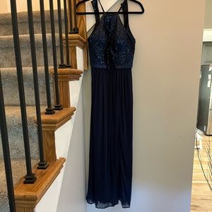Navy David’s Bridal Bridesmaid Dress